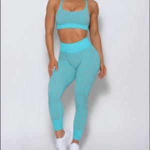 Bombshell sportswear teal snakeskin set